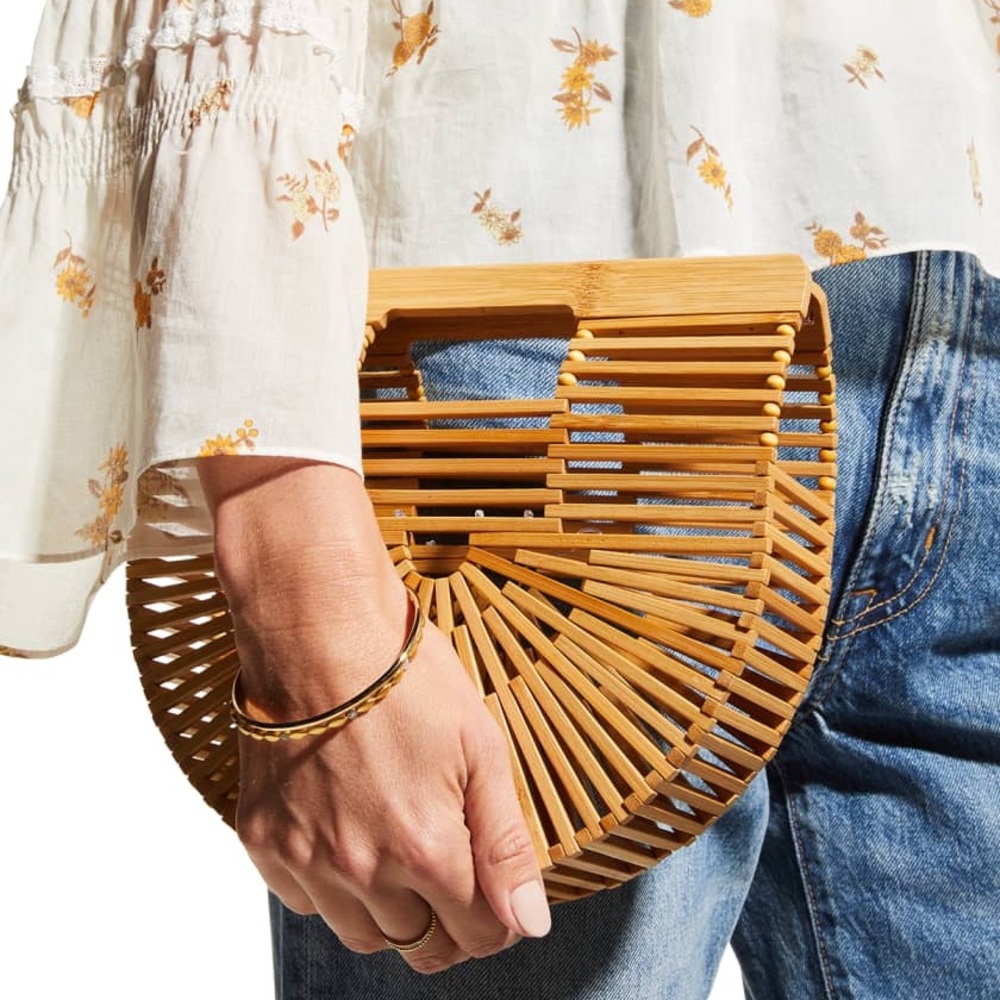 Stylish Bamboo Half-Moon Bag